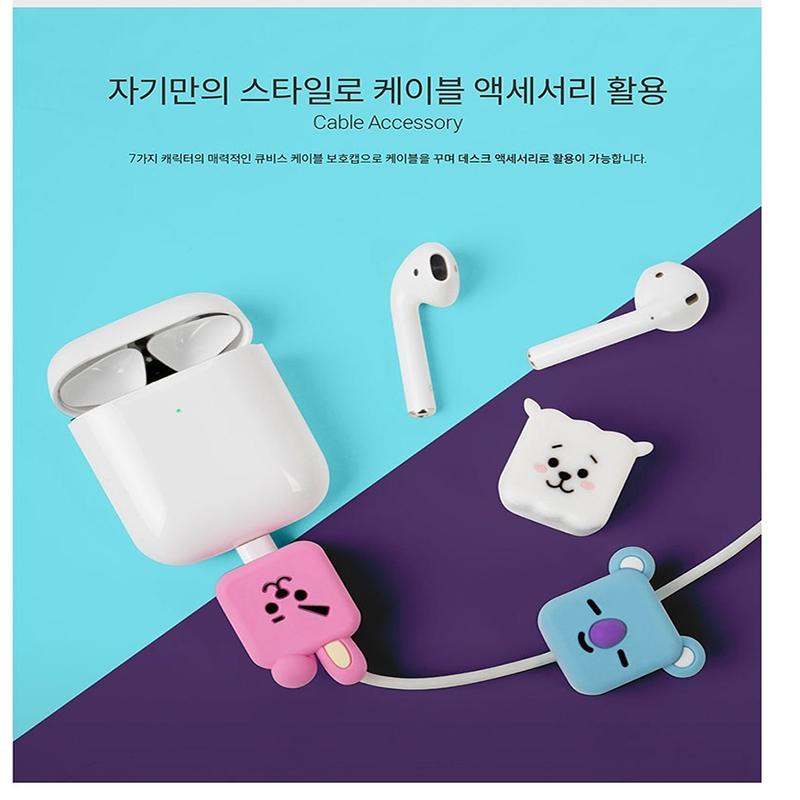Официальный BTS BT21 {iPhone 8-контактный/Galaxy Type-C/USB-C}Защитный колпачок для кабеля Держатель кабеля