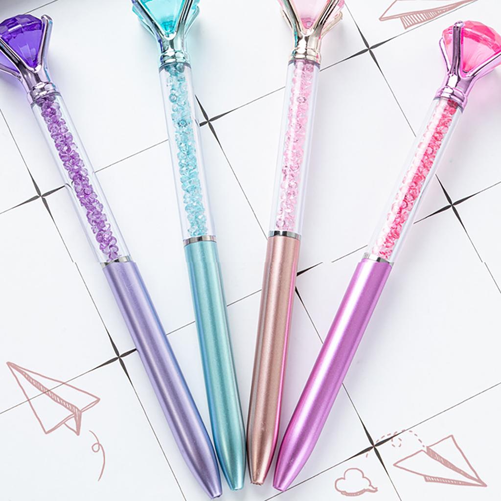 6Pcs Diamond Ballpoint Pen Big Diamond Pen for Women Girl Rhinestones Crystal Ballpoint Pen for Office Decoration
