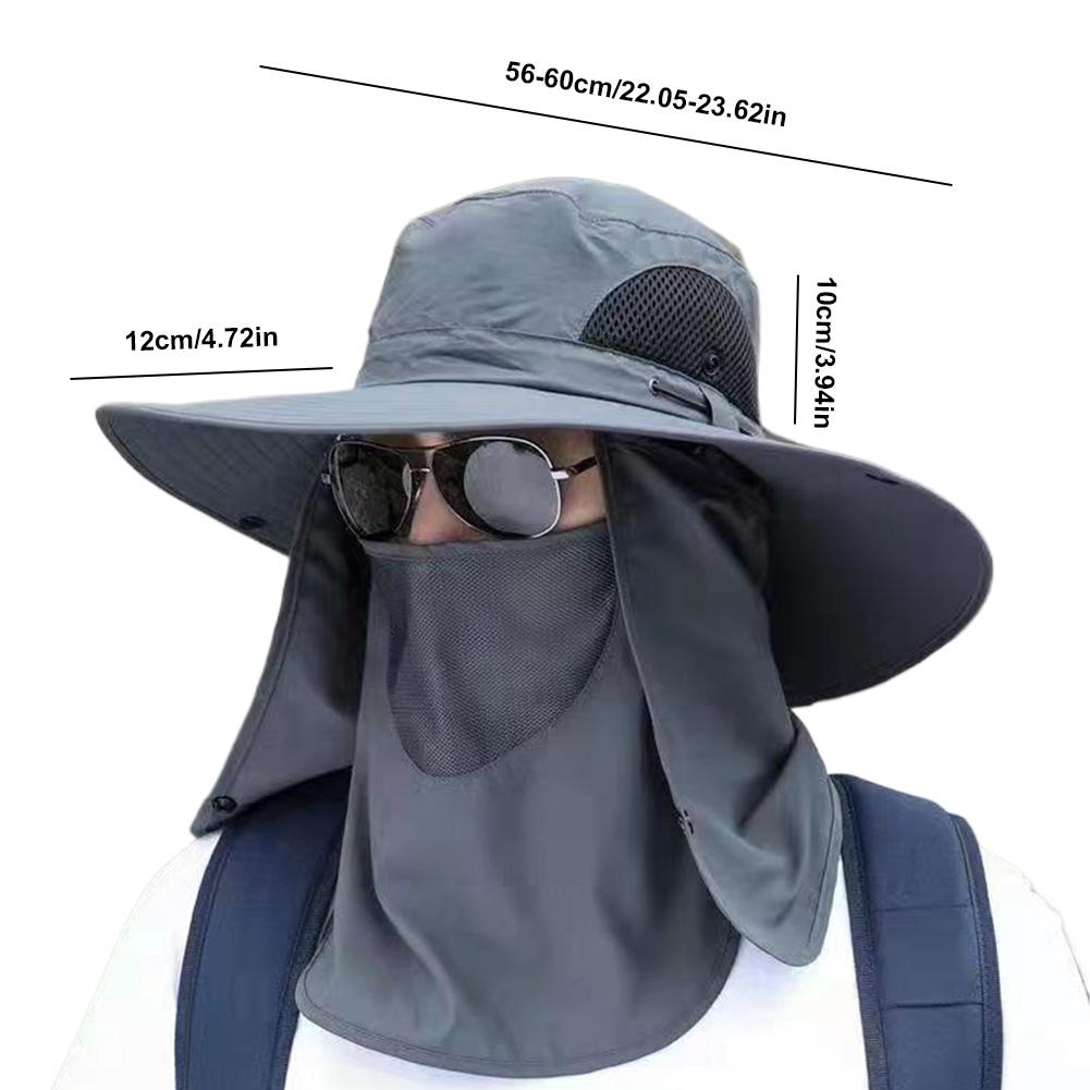 Fishing Hat for Men Breathable Sun Hat with Face Cover Neck Flap Wide Brim Bucket Hat  Protection for Fishing Hiking Camping