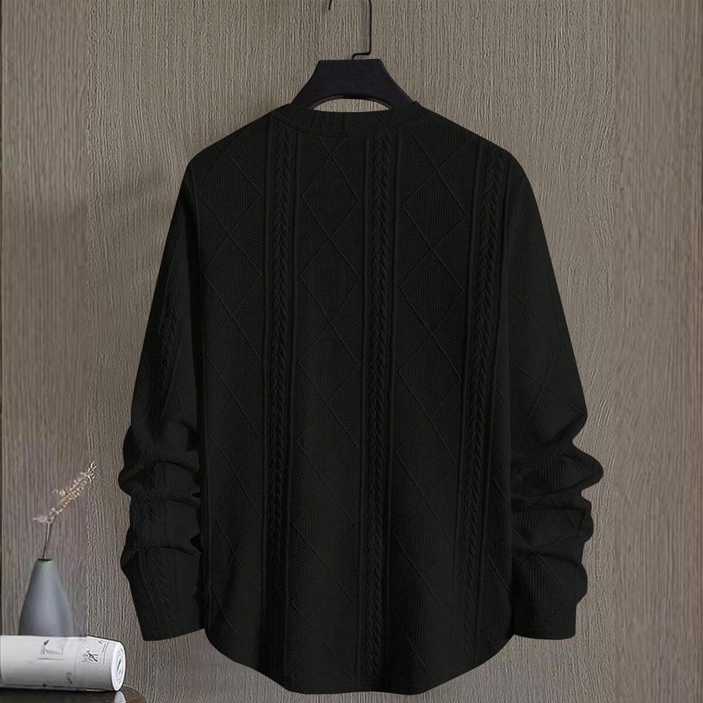 Мужская зимняя однотонная текстурированная толстовка с круглым вырезом, спортивная мужская толстовка большого размера в стиле кэжуал с круглым вырезом