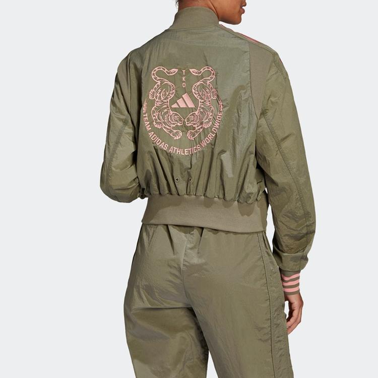 Adidas Куртка Vrct с вышивкой тигра и полосатой однотонной молнией свободного кроя унисекс верхняя одежда Artifact-Green FI6720