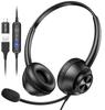 New Bee Wired Headset with Mic, USB-AUSB-C Compatible, 270° Rotation, Binaural, Noise-Canceling Mic, and Online Control, Compatible with Zoom,