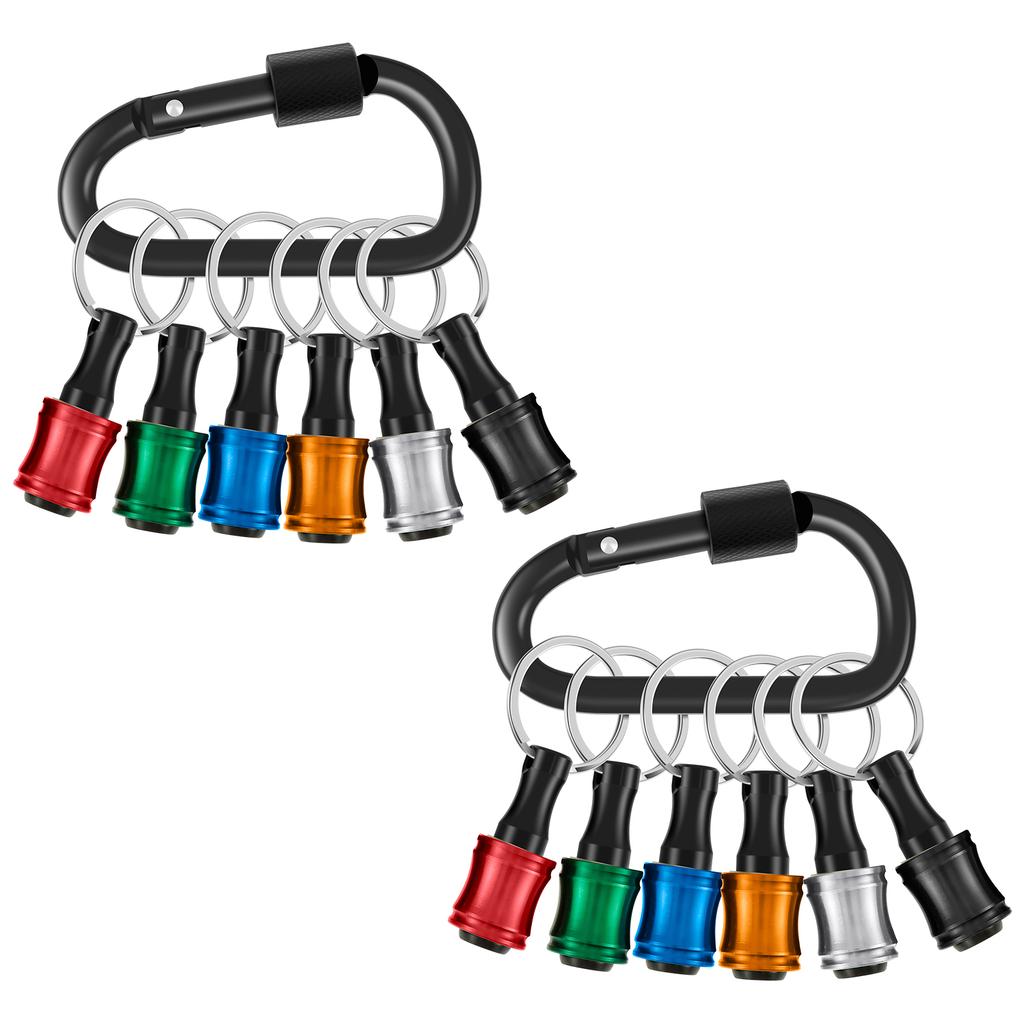 12/36Pcs Hex Shank Screwdriver Bit Holder 1/4 Inch Hex Driver Aluminum Alloy Bit Holder Keychain with 2 Carabiner Extension Bar