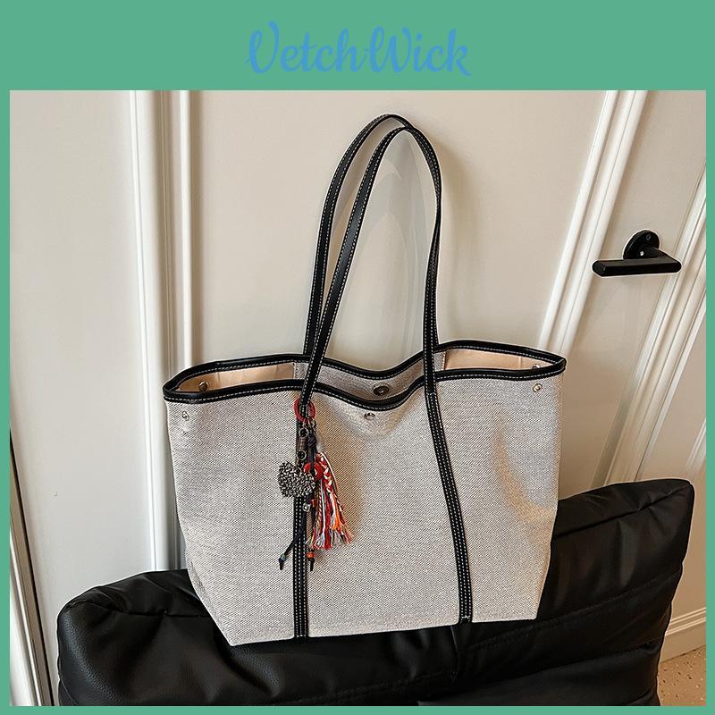 Simple Pu Spliced Bag With Double Shoulder Straps For Office And Shopping