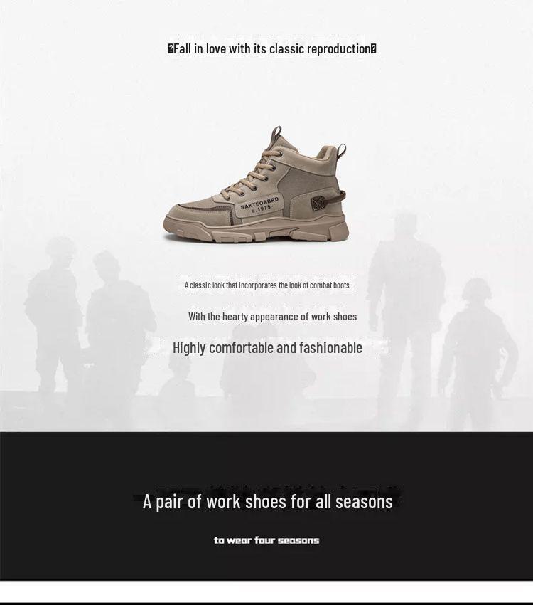 Мужские модные высокие британские ботинки Martin 2023 года — повседневная осенняя модная хлопковая обувь