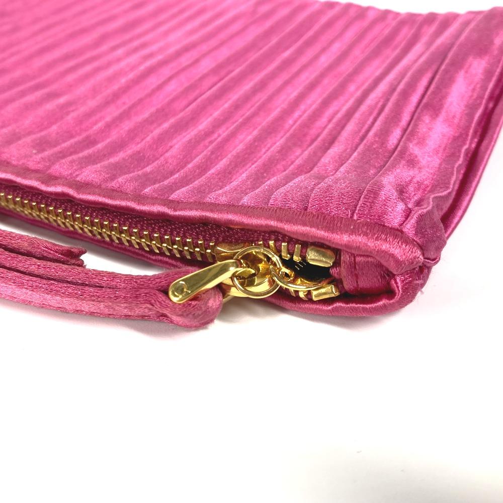 MIUMIU logo Pouch with bag strap Clutch bag Rayon / silk pink