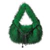 Portable Fluffy Hobo Bags Stars Chains Half Moon Armpit Bag  Mobile Phone Bag