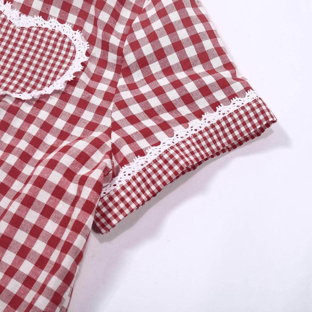 Традиционная женская повседневная клетчатая рубашка с коротким рукавом для пивного фестиваля