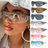 Oversized Punk Wrap Around Y2K Sunglasses Sport Sun Glasses Retro Frameless Eyewear Trendy 2000's Shade UV400