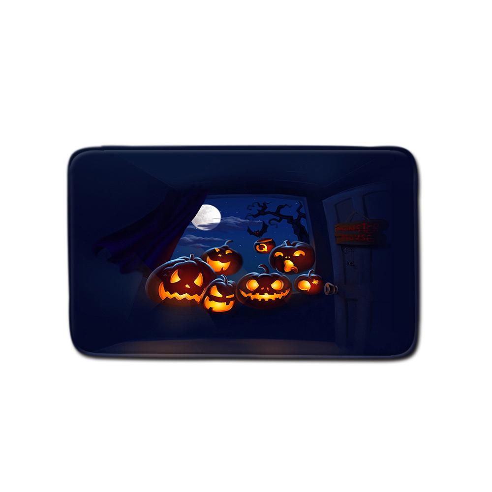 Halloween Shower Curtain Floor Mat Combination Four-Piece Set Bathroom Toilet Carpet Door Mat