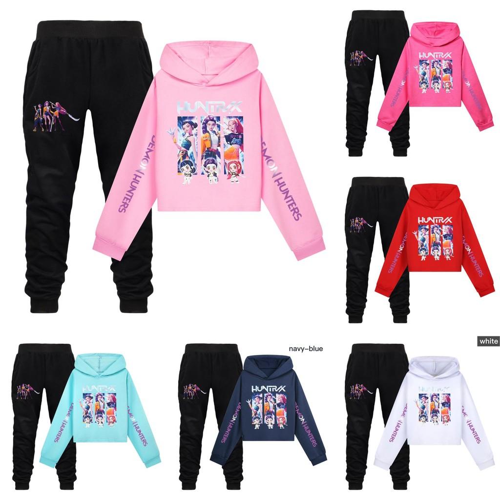 Kpop Demon Hunters Girls Cotton Casual Set With Long Sleeve Hoodie And Pants For Ages 110-170cm