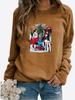 Spring and Autumn Women's Christmas Theme Printed Sweater Thickened Round Neck Long Sleeve Casual Sweatshirt Plus Size Top