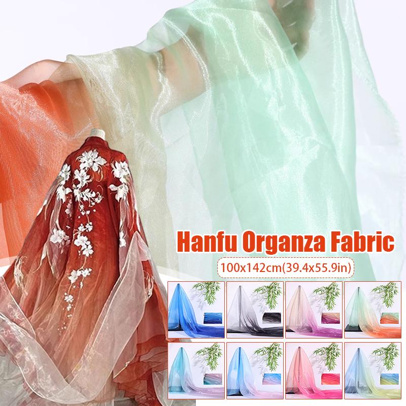 2/4/6 м цветная градиентная органза ткань прозрачная вуаль марля модная дизайнерская ткань для сценического костюма ханьфу своими руками
