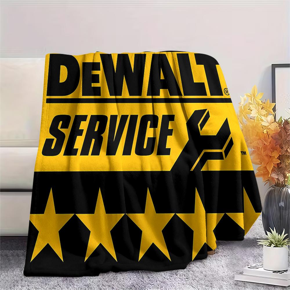 1 шт. Фланелевое одеяло с принтом Dewalt, Высококачественное, Для всех сезонов, Декор для дома, Тепло и уют, Идеально для рождественских подарков