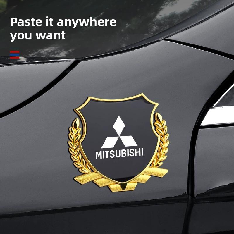 Car Metal Wheat Badge Sticker Window Shield Decals For Mitsubishi Outlander Lancer ASX Eclipse L200 Pajero Delica Mirage Attrage