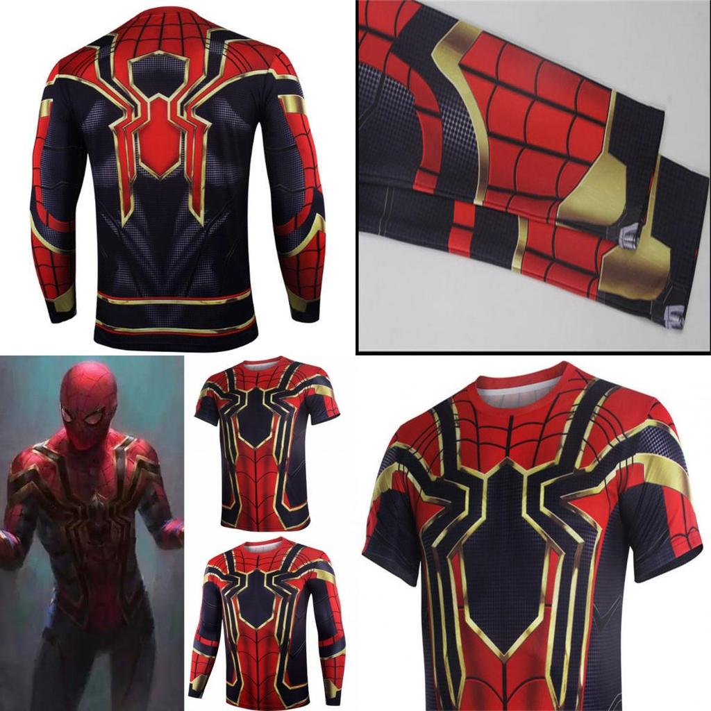 Marvel Mens Superhero Compression T Shirt Sports Fitness Gym Tops Spiderman Tee