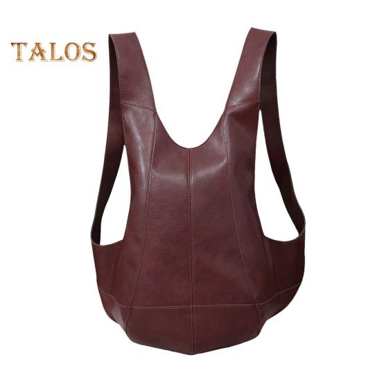 Рюкзак из искусственной кожи, водонепроницаемый, ретро, однотонный, с широкими плечевыми ремнями, в форме жилета, большой емкости, уменьшающий нагрузку, сумка для школы, работы, путешествий