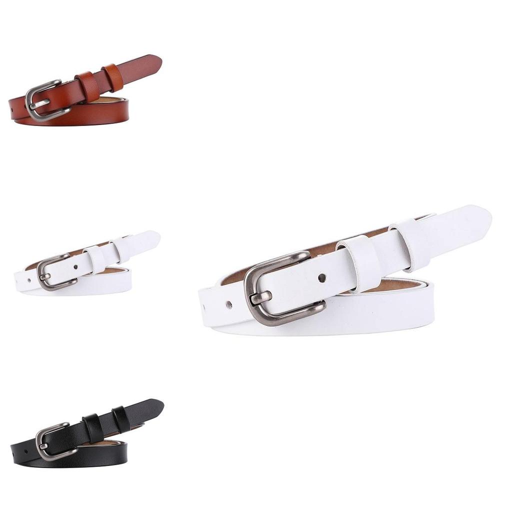 Womens Cowhide Leather Belt With Classic Pin Closure And Slim Design For Casual Outfits