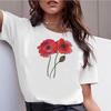 Watercolor Poppy Women Harajuku Short Sleeve Fun Cartoon Top Tees Female