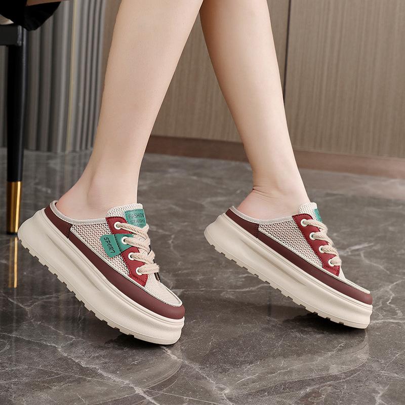 New Semi-torque Women's Shoes Summer Casual Mesh Breathable Slippers Slim Thin-soled Shoes Versatile