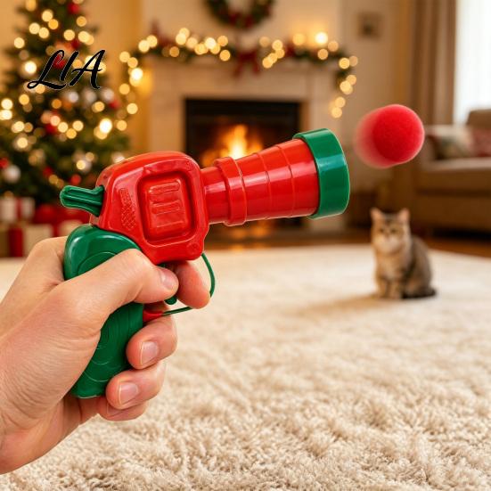 Plastic Ball Shooter for Cats Cat Toy Launcher with Plush Balls, Interactive Fetch Toy, Fuzzy Automatic Play Toys Balls And Indoor Kittens Chasing