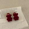 Осенние и зимние красные флокированные серьги-гвоздики с жемчугом Love Bear для женщин, уникальная индивидуальность, изысканные универсальные серьги