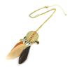 [N8859] - Orange Brown Golden 'Navajos' Designer Necklace