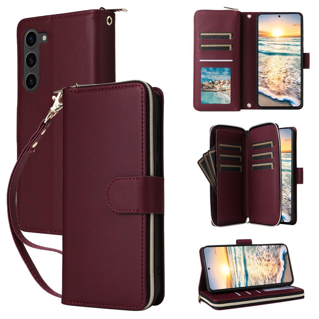 R20 For Samsung Galaxy S23 Leather Case Zipper Wallet Folio Flip Phone Cover
