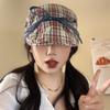 Cotton Bow Newsboy Caps Street Style Flat Visor Hat Casual Bowknot Plaid Hats  Girls