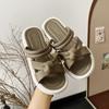 Women Spring Solid Color Thick Slope Outdoor Slippers Summer Casual Flat Soft Bottom Anti Slip Beach Sandals Shoes 36-41