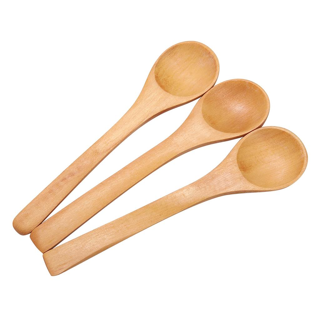 30pcs Mini Natural Wooden Children Spoon Kitchen Condiment Tool