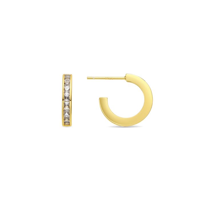 Boucles d'oreilles - LUXENTER - Daver - Zircone brillante - Finition or jaune 18k - Alliage métallique