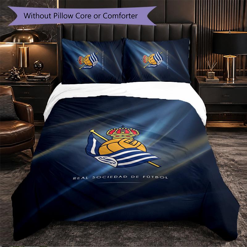 Real Sociedad FC Themed Bedding 3Pcs Duvet Cover Set Decorative Bed Linen For Teen Room Home Decoration