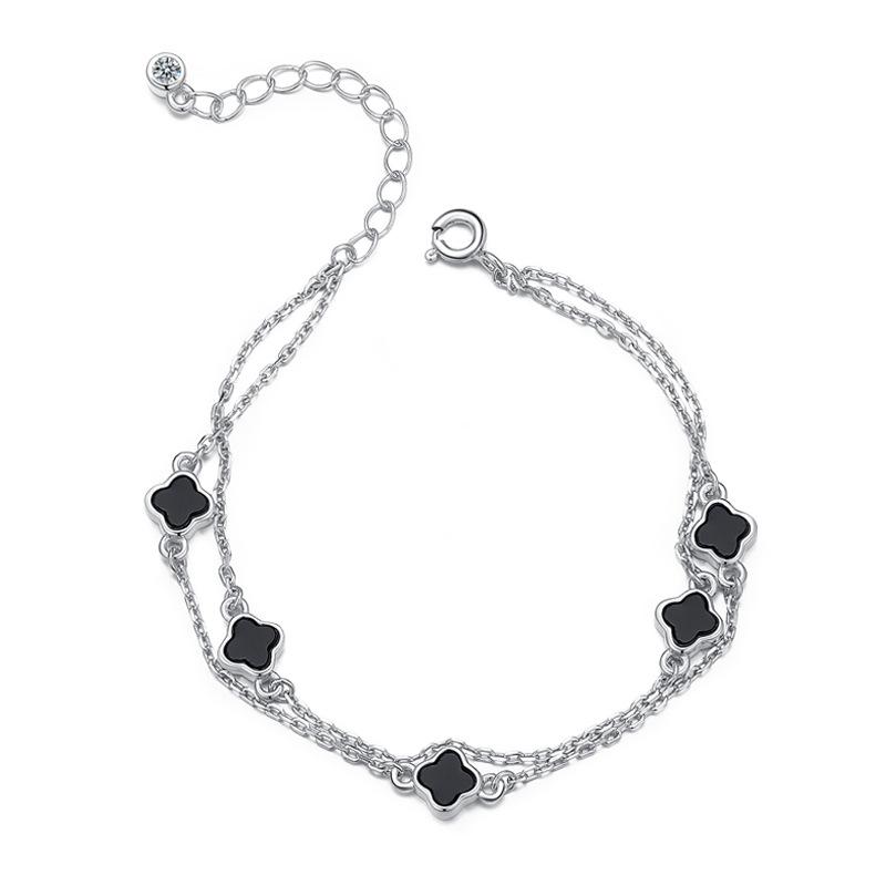 Браслет с четырьмя лепестками клевера Ins Niche, высококачественный двойной модный дизайн, серебряные украшения, инкрустированные браслеты для матери и дочери