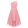 Kids Flower Girls Dress Party Princess Dress One Shoulder High-low Hem Evening Prom Gown