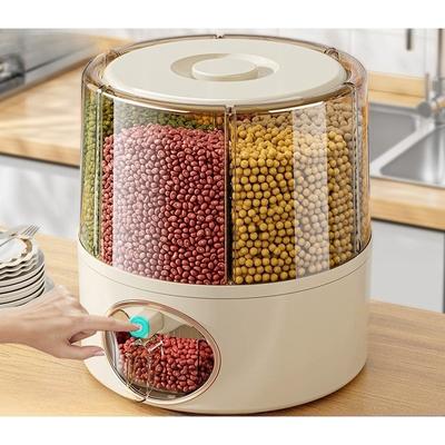 Контейнер для хранения зерна дома - Герметичный вращающийся отсек, пищевой контейнер для риса, влаго- и вредителезащищенный, кухонная организация