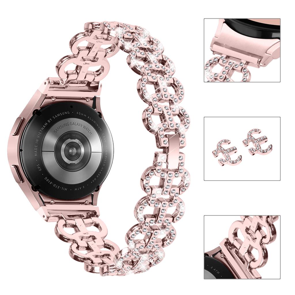 Rhinestones Watch Band for Samsung Galaxy Watch 5/Watch FE 40mm/Watch4 40/42/44/46MM Gourd Shape Alloy Strap
