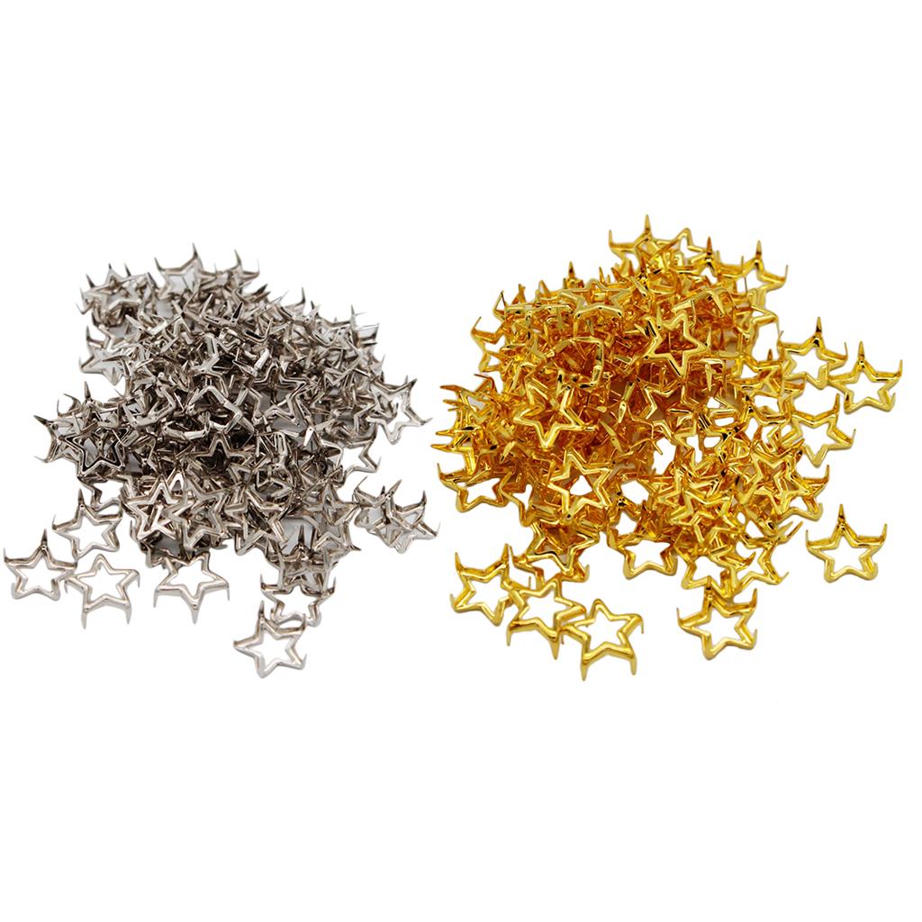 100Pcs Punk Star Stud Rivets Pentagram Claw Nailheads Leather Crafts