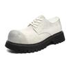 Round Head Derby Shoes Men's Height Increase American Retro Leather Shoes British Casual Tooling Big Head Shoes 24229-T