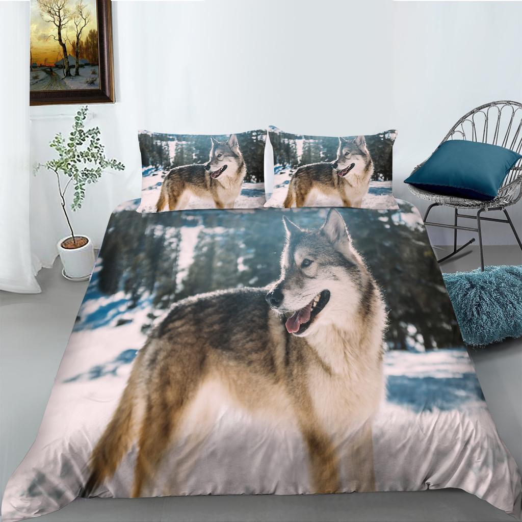 Wolf Series 3D Digital Printed Polyester Bedding Two-Piece Set Of Three Pieces
