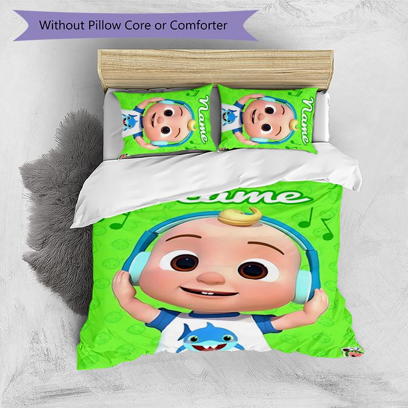 3pcs Custom Name CoComelon - Dance Party Bedding Set Duvet Cover Closure Includes 1 Duvet Cover & 2 Pillowcases for All Seasons Bedroom Decor