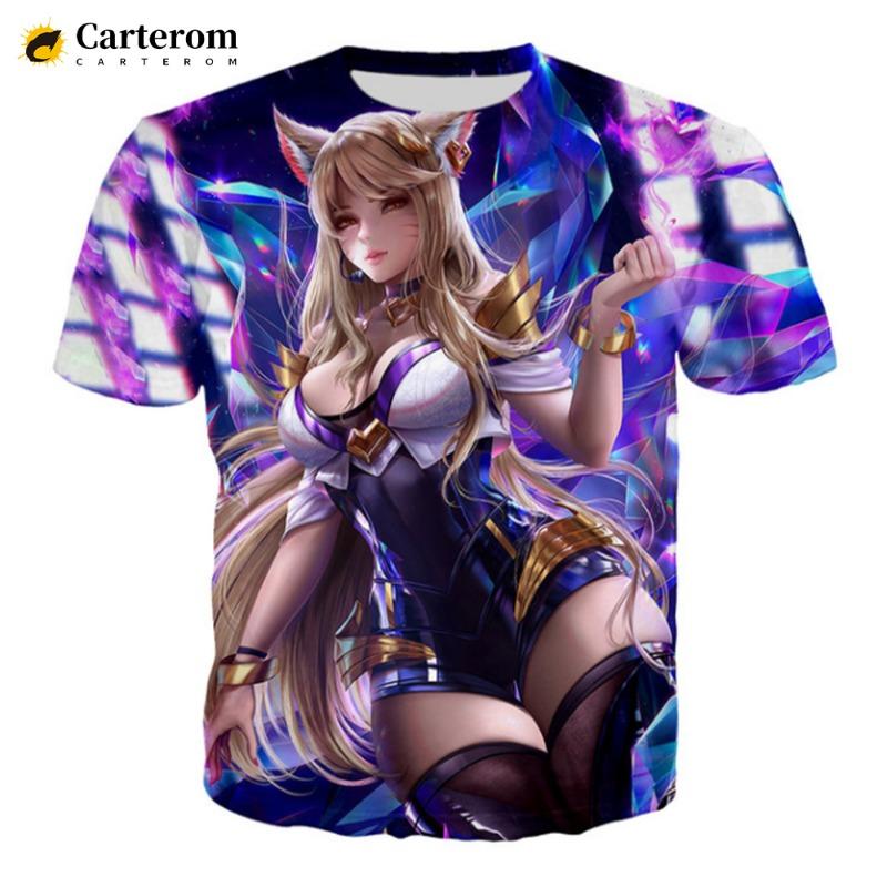 Сексуальная Акали 3D Печать Футболка League Of Legends Футболка Мужская Женская Мода Повседневная Стиль Харадзюку