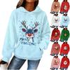 Women's Hooded Long Sleeve Christmas Printed Flannel Top Hooded Sweatshirt