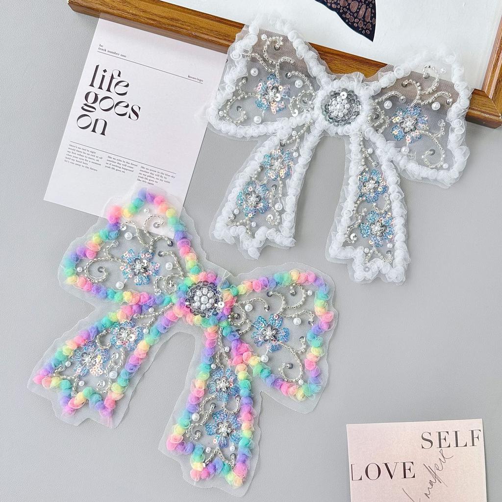 Трехмерная сетка мечты, жемчуг, пайетки, кружево, бабочка, тканевая наклейка, ручная работа, аксессуары для DIY, украшение одежды/сумки