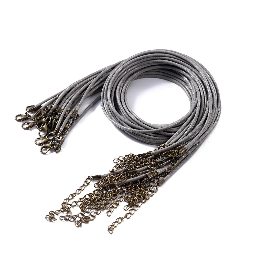 10Pcs 1.5/2mm Leather Adjustable Braided Rope Bronze Lobster Clasp Tail Chain Connector for DIY Necklace Pendant Jewelry Making