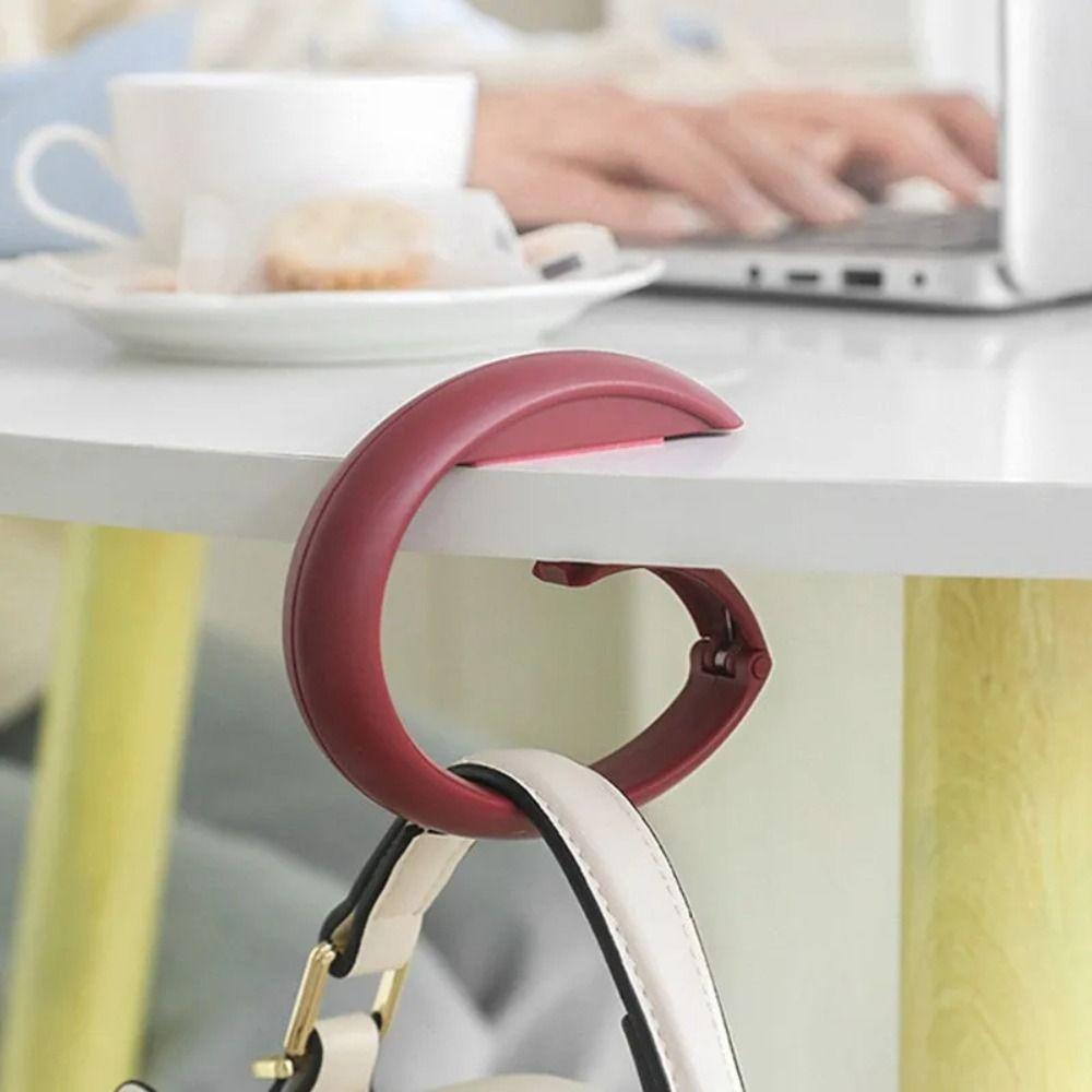 Durable Portable Desk Side Hanging Bag Hook Multifunctional Removable Table Bag Hanger Plastic Adjustable Travel Bag Organizer