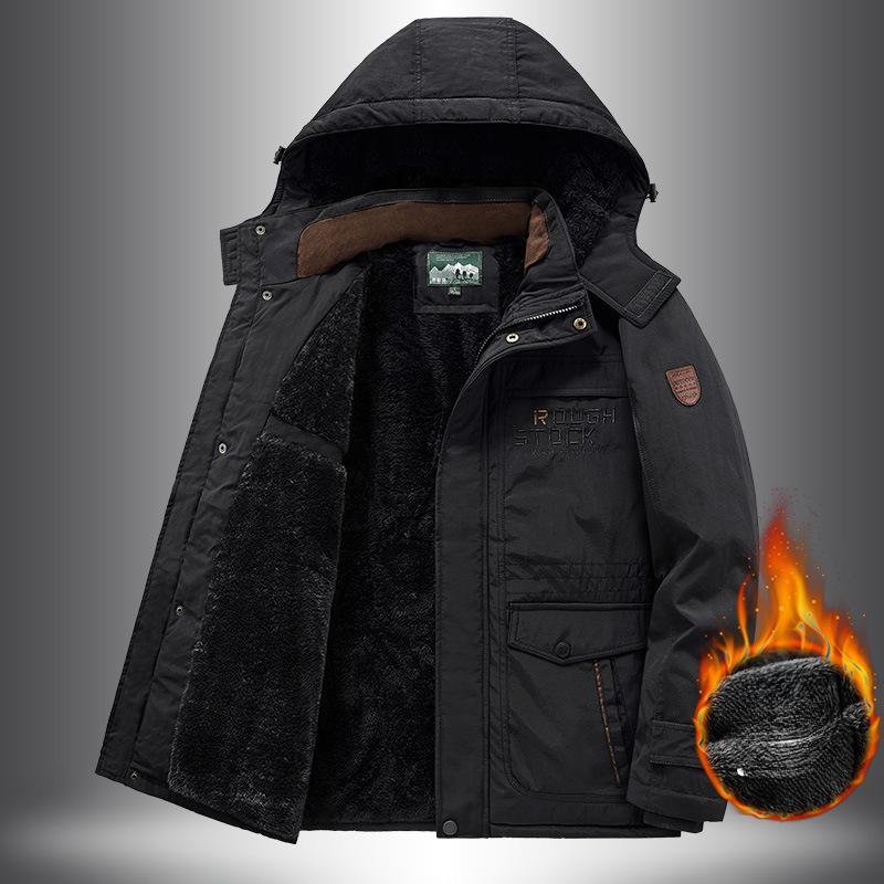 Зимняя мужская бархатная утолщенная стеганая одежда для людей среднего и пожилого возраста, повседневные стеганые куртки, стеганая одежда для пап больших размеров