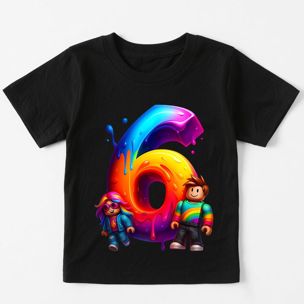 Модные футболки с принтом Roblox для мальчиков и девочек, футболка на день рождения, детская футболка от 1 до 9 лет, повседневные футболки с коротким рукавом, топ, детская одежда
