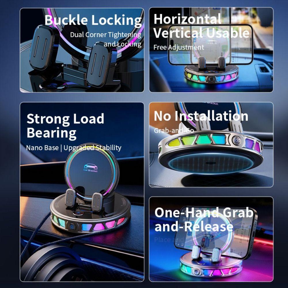 RGB Ambient Lightting Electric Car Mount Dashboard Suction Smart Bracket Smartphone