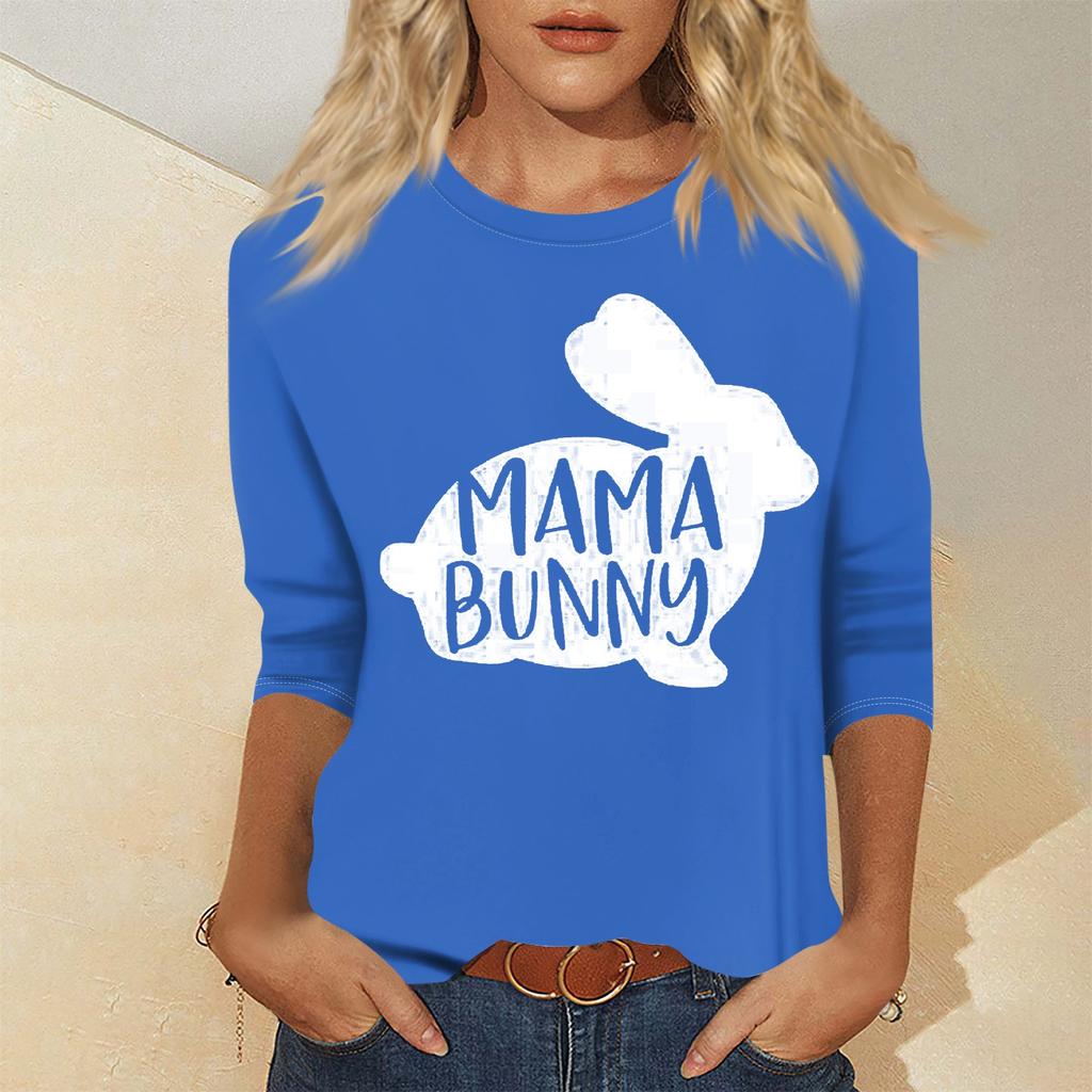 Women's Fashion Casual Seven Sleeve Valentine's Day Printed Pullover Top